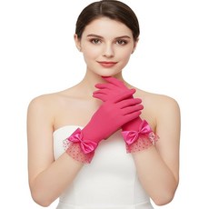 AOREAS 여성용 러플 튤 메시 장갑 1920년대 레이스 로즈 레드 티 파티 장갑 웨딩 보우 쇼트 우아한 액세서리 오페라 장례식 307597, AOREAS 여성용 러플 튤 메시 장갑, 1920년대