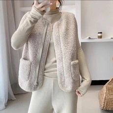 봄 가을 겨울 양털 플리스 조끼 외투 복고풍 스타일 여성 가죽 모피 일체형 조끼 두꺼운