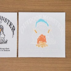 Hyggelig 小怪獸轉印貼紙 文青風格 露營裝飾 魔鬼氈適用 可愛圖案, 彩色-白框,大張-94x90mm, 1個