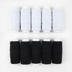 JSTrading 실고무 블랙 화이트 세트 고무실 고무사 실 고무줄, 1개, 단일