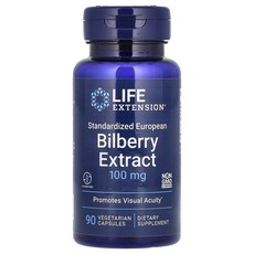 Life Extension 표준화된 유러피안 빌베리 추출물 100mg 베지 캡슐 90정, LifeExtension표준화된유러피안빌베리추출물100, 1개