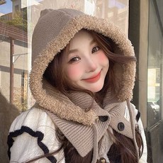 후드 여성 뽀글이 넥 워머 바라클라바 모자 방한 코디pys1582, 아이보리