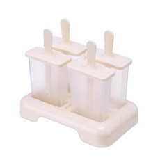 家用食品級冰棒模具, 雪糕模具 - 4支塑膠款 - 米色 - 1套, 1個