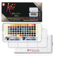 櫻花SAKURA koi塊狀水彩寫生組72色，戶外寫生便攜套裝，色彩鮮明，易溶混色, 72