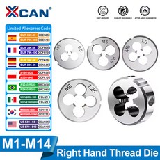 XCAN 스레드 다이 오른손 메트릭 라운드 다이 합금강 스레딩 금속 절단 도구 M1 M2 M3 M4 M5 M6 M8 M10 M12 M14, M1.6x0.35, 1개