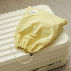 束口尼龍旅行袋 行動衣物鞋類分裝收納袋, 檸檬黃小號30*37cm, 1套