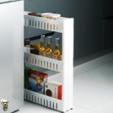 꿀이맘 바퀴달린 수납장 3단 화이트 조립형수납장