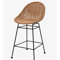 하와이 풀사이드바 슬림메탈 라탄 하이 바체어(45cm) 높은 바의자 아일랜드, 내추럴