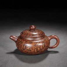 優選名家可收藏茶壺 紫砂壺 古風老茶器 老式四方心經茶壺 仿古純手工泡茶壺 四方紫砂壺 陶瓷茶壺 可養茶玩 古玩茶器, 1個, 【促銷】顧景舟仿古花皮壺450毫陞