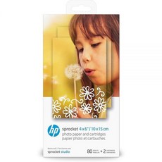 HP Sprocket Studio 10x15cm(4x6인치) 포토 용지 및 카트리지(80매 - 카트리지 2개) Studio와 호환 가능, 1개
