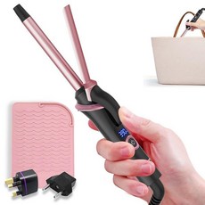 짧은 머리용 미니 컬링 아이언 이중 전압 세라믹 여행용 소형 1.3cm(1/2인치) 배럴 컬러 전문 30S 고속 가열 5온도 글로벌 (1.3cm(1/2인치) 블랙 Eu/Uk