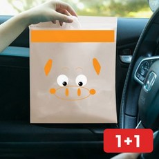 차량쓰레기통 부착 봉투 미니 자동차 쓰레기 정리 내부, 1개, TGF 돼지 15매