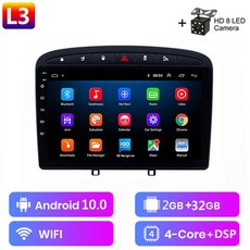 차량 라디오 4G DVD 10 308 없음 408 308SW 푸조 DSP 플레이어 64G 차량용 안드로이드 RDS 멀티미디어 GPS 2din, black L3