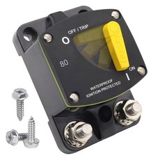 스위치 ON-OFF가 있는 T Tocas 300암페어 과부하 보호 회로 차단기 - UL 인증 12V-48V DC IP66 방수 표면 마운트, 80A, 1개