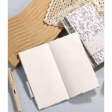 공백 페이지 스탬프북 A6 플라워 여행노트 다이어리, 베이지