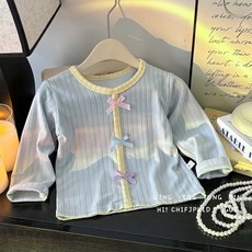 HONE BABY 女童長袖上衣，蕾絲蝴蝶結設計，舒適親膚百搭