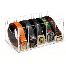옷장 보관용 벨트 오거나이저 투명 아크릴 7개 벨트 쌓을 수 있는 벨트 박스 옷장 서랍용 공간 절약형 벨트 케이스 홀더, 5 Ties