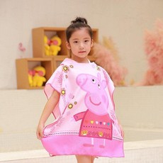 아동용 망토형 샤워타월 목욕 타월 흡수속건 캐릭터 가운 키즈 비치타월 샤워수건, 1개, 페페피그 60x120 신장 0-110cm