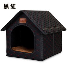 따뜻한 애견 하우스 중간 A타입ㅣXL 침대 M 눈사람 개집 말라뮤트 진돗개 25kg, 흑적색/첨정, S호 담요, 1개