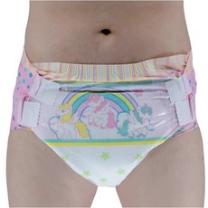 獨角獸圖案超柔軟透氣寶寶尿布，粉色點點彈性腰圍設計，舒適乾爽, 10個, L(36"~48")