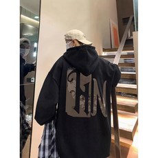 日系潮牌加絨連帽衛衣，男款秋冬加肥加大尺碼，寬鬆慵懶風運動外套