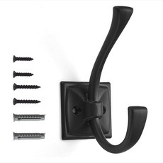 Khtumeware 빈티지 벽 후크 10팩 코트 후크 하드웨어 타월 후크 코트 걸기용 베네치아 브론즈 로브 후크 벽걸이 열쇠 타월 가방 컵용 나사 포함, 3, 매트 블랙