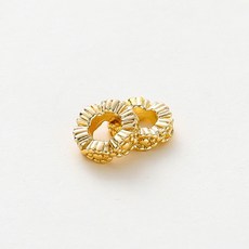 臺灣發貨- 14k18k銅鍍真金大孔蕾絲邊隔片diy手鍊飾品配件間隔珠, 18K金色,6mm-10pcs