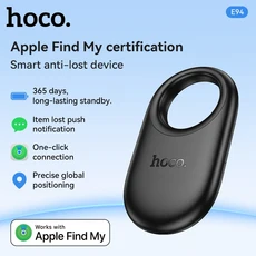 HOCO E94 스마트 무선 분실 방지 장치 GPS 트래커 지원 Apple 자동차 지갑 키 애완 동물 알람 파인더 에어, 01 black