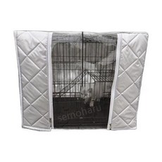 야외 겨울용 두꺼운면 사육장 단열 실외 개집보온덮개 보온 커버 대형견 방한 강아지집, 2. 은회+투명 커튼 두툼 보온 케이지 미포함, 100X60X70(두꺼운 보온) 적합