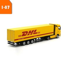 모형 미니카 피규어 다이캐스트 187 컨테이너 트럭 dhl 높은 시뮬레이션 컨테이너 트럭 모델 선물 컬렉션 디스플레이, 트럭 전용, 1개
