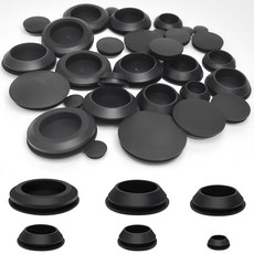 30개 고무 플러그 실리콘 고무 구멍 플러그 고무 밀폐 플러그 방수 버튼 구멍 끝 덮개 고무 튜브 세트 (전선 보호용) 케이블 채널 (12 20 25 30 35 40 mm, 블랙