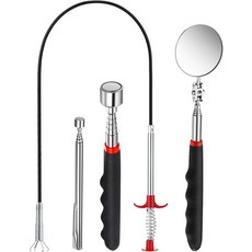 파텔라이 4피스 텔레스코핑 자석 픽업 도구 세트 확장 가능한 클로 그래버 구부릴 수 있는 스프링 검사 거울 2파운드20파운드 가정용 싱크대 배수구용 마그네틱 스틱 가젯 아버지의 날