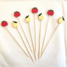 Joylounge 파티 일회용 꼬지 12cm 토마토&배 도시락 픽 200Pcs, 1개, 200개