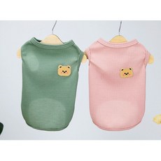 곰돌이 패치 강아지 애견 여름 나시티 민소매 티셔츠, XL, 보라