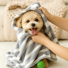 반려동물 강아지 극세사 애견 목욕 샤워 타올 가운 TRPUPE25S1031GY, 1개, 스트라이프 그레이