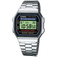 Casio 남성용 빈티지 전자 루미너선스 시계 (A168WA-1) 137514