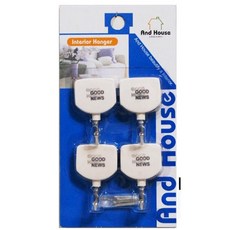 화이트 둥근사각 벽후크 4P 문걸이도어훅 문옷걸이, 1개, 상세페이지 참조