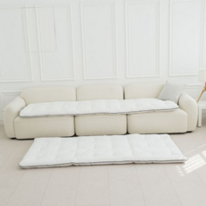 거실 토퍼 두꺼운 접이식 사계절 바닥 토퍼 캠핑 휴대용 3인용 심플 보조 간이 이사 침구 좌식 소파, 순면그레이