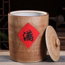 景德鎮陶瓷米桶米缸家用密封帶蓋5.0kg10.0kg25.0kg裝防潮防蟲缸儲物罐, 1個, 幸福美滿聚寶盆型5.0kg裝最後170
