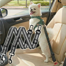 모노리 강아지 차량용 충격 방지 고탄성 길이조절 튼튼 안전벨트, 1개, 블랙