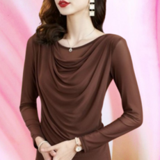 에미트 DLM2510 여성용 라인 댄스복, 커피색