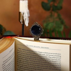 Pyotivol 빈티지 천연석 단백질 오팔 책갈피 - 판타지 귀엽고 독특한 책갈피 황동 금속 오팔라이트 북 마크 여성 남성 책 애호가 소녀 및 교사를 위한 독서 (천연, 블랙 오닉스_172505