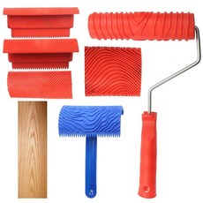 Kyuionty 6피스 우드 그레인 도구 세트 가짜 나뭇결 롤러 페인팅 DIY 고무 도구 벽 방 아트 장식용 나무 질감 페인트, 6피스 세트