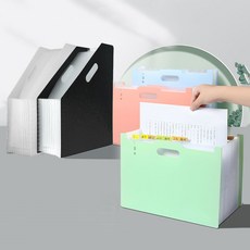 立式風琴夾 站立風琴夾 A4文件收納 手提風琴包 伸縮文件整理, 斜口 - 黑, 素面, 1個