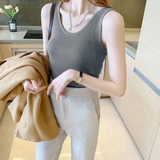 여성 골지 나시 기본 민소매 이너티 슬림핏 데일리 탑