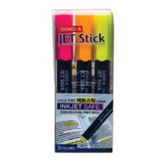 동아 고체 형광펜 제트 스틱 타원 3색 세트 새학기 신학기 문구 사무 용품, 1개, 혼합색상