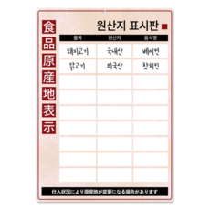 긱베어 원산지 표시판 식당용 업소용 방수 A3, 1개, 06 재패니즈