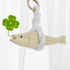 액막이명태 집들이 개업 이사 새차 선물 도어벨 네잎클로버 증정, 원목