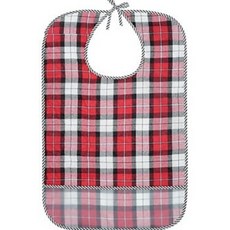 노인용 성인용 시니어 요양원 병원 방수 턱받이 앞치마 식사 주머니 S882, 1개, 레드체크 대형