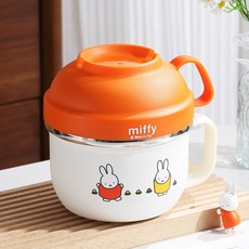 Miffy兔不鏽鋼湯碗 環保餐具 可愛造型碗, 1個, 橙色-泡面碗